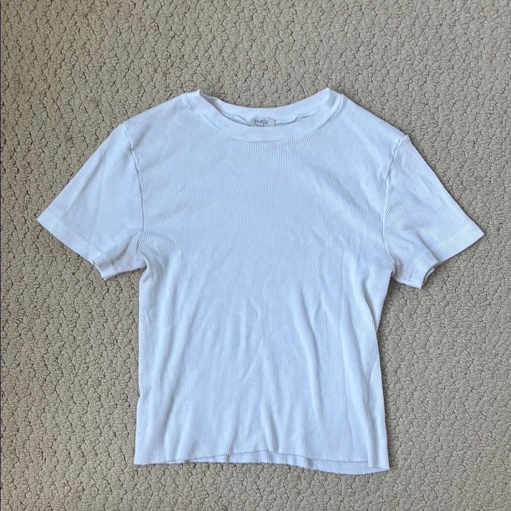 Brandy Melville White Ribbed T-Shirt